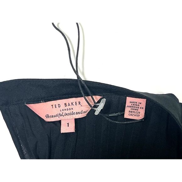 Ted Baker Womens Black Top Size 1 Pleated Boxy Short Sleeve Size 4 US - Picture 3 of 14